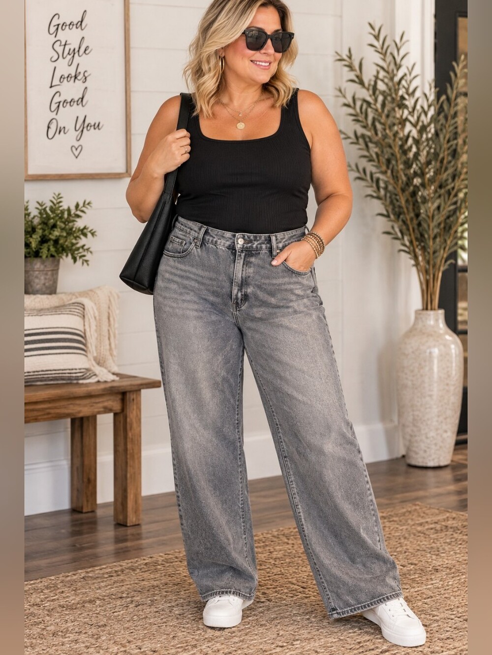 NWT Pretty Little Things Classic Women's Gray Straight-Leg Jeans Size 16